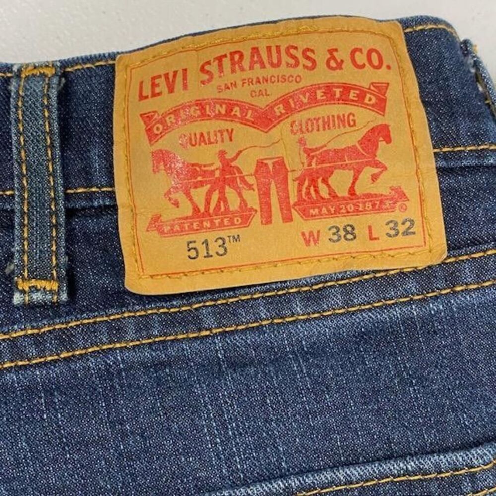 Levi's 513 Jeans Mens 38x32 Slim Straight Stretch Dark Blue Denim 08513(466-4.4)